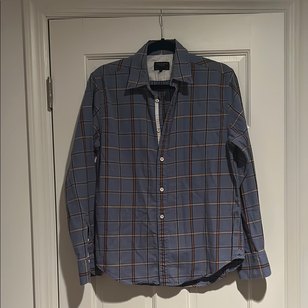 Rag & Bone Blue Plaid Long Sleeve Buttondown Shirt